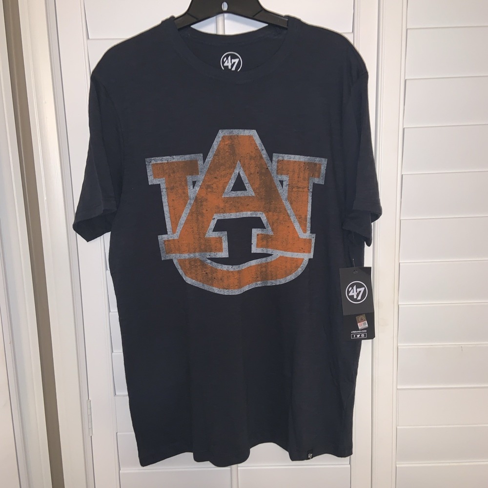 Auburn Tigers '47 Brand Blue Franklin T-shirt AU Logo Size M 100% Cotton‎ NEW